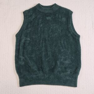 Rachel Zoe Green Faux Fur Mock Neck Vest